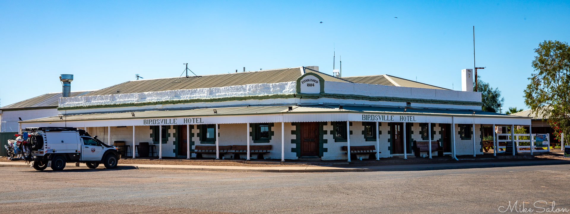 From over the road, the iconic Birdsville Hotel in the iconic town. [1075]