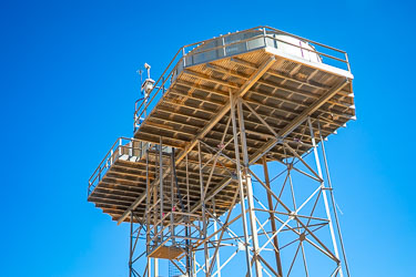 Twin water towers for Birdsville's geothermal power station, possibly the town too, also provide shade for overheated galahs! [1053]