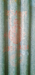 An old steelmaker was pleased to see this faded ancient brand on corrugated walling in Windorah. [2201]