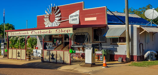 The tiny towns in Channel Country tend to have a general store which might sell fuel. [5855]