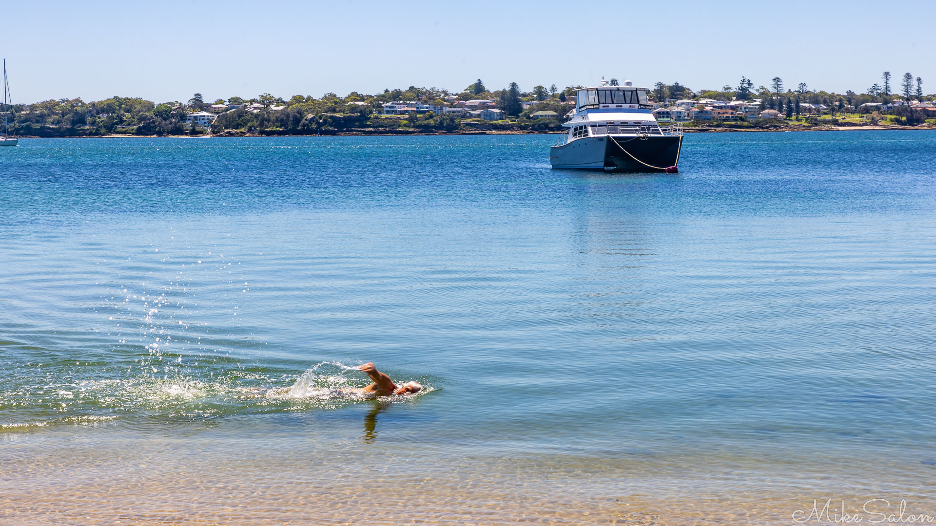 Swimmer getting exercise along Jibbon Beach. [6480]