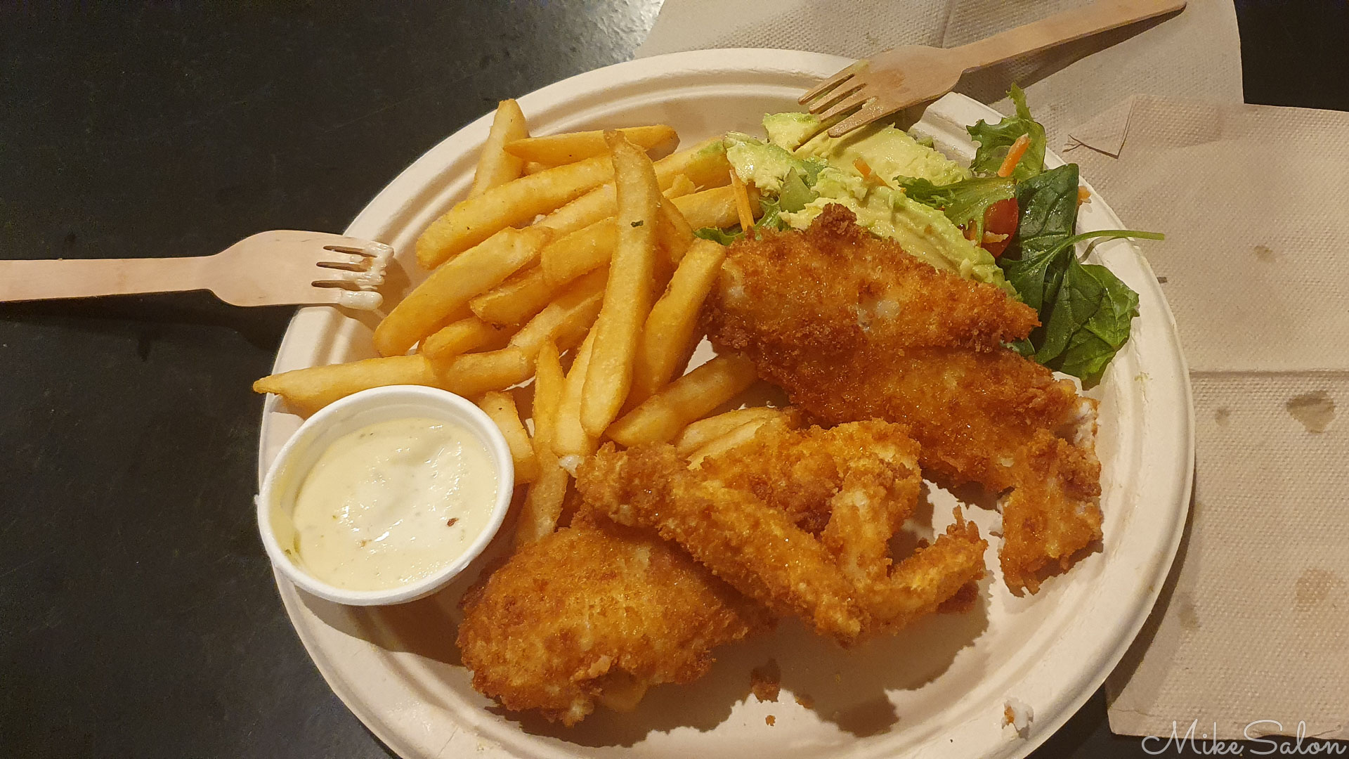 Fish and Chips meal on paper plate. [3601]