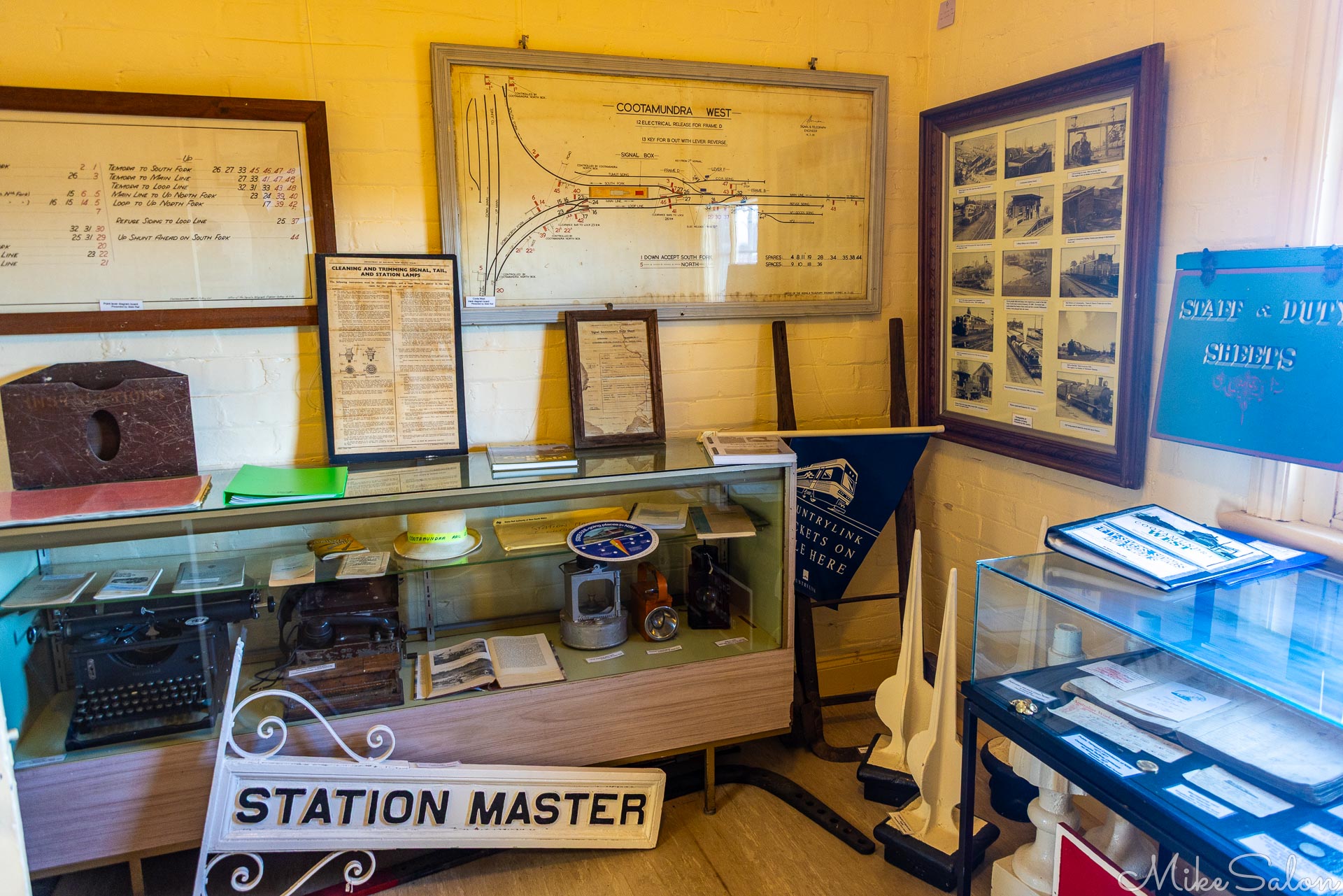 Railway memorabilia populates the rooms of the old staff sleeping quarters in Cootamundra. [5093]