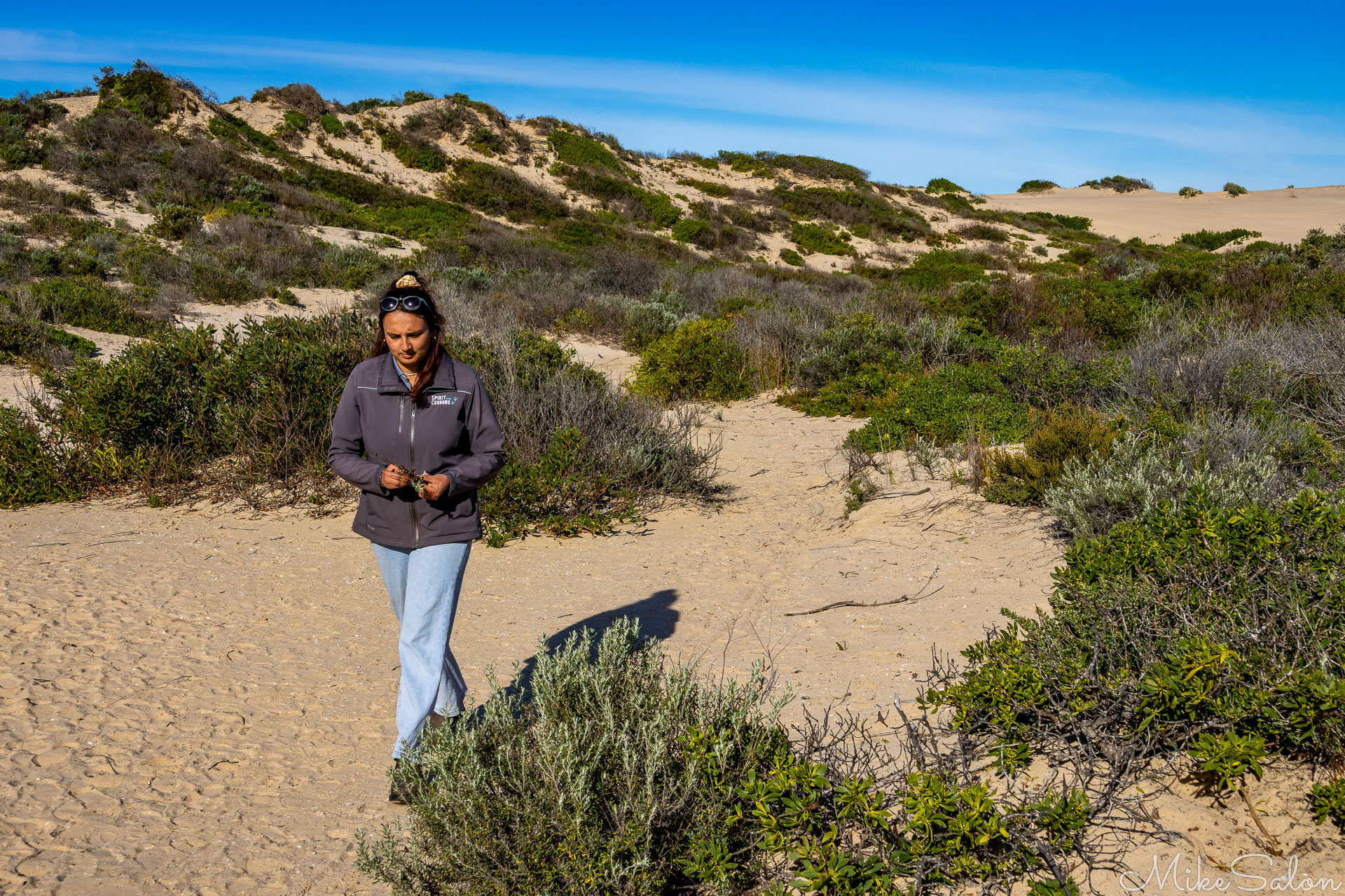 Alicia, our guide crossing the sand dunes. [1755]