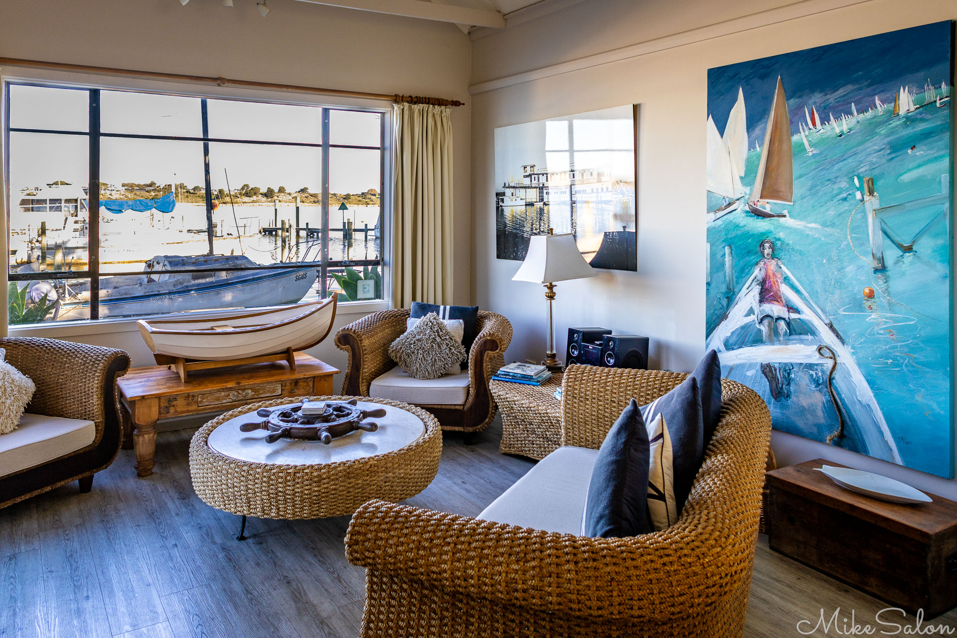 Living area inside the Birks Harbour Marina Boathouse. [1436]