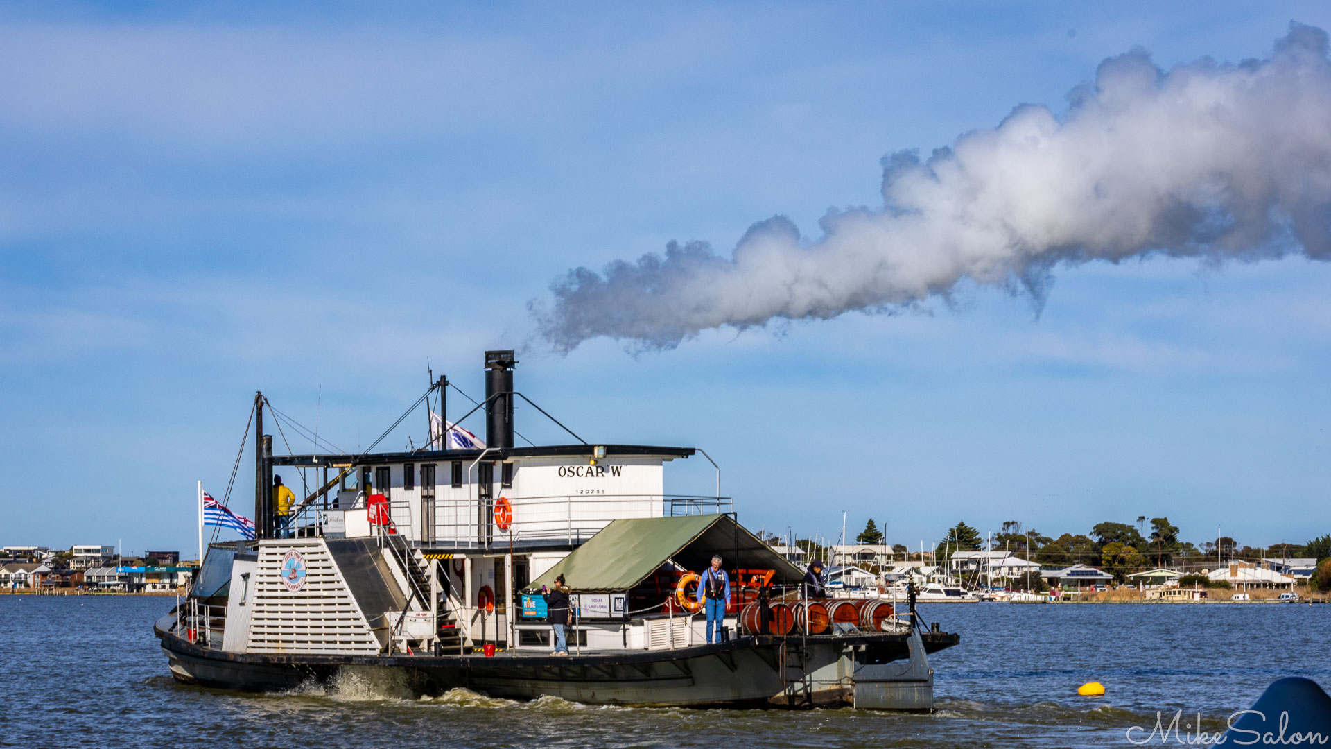 Paddle-wheeler Oscar W under steam on the Murray. [2006]