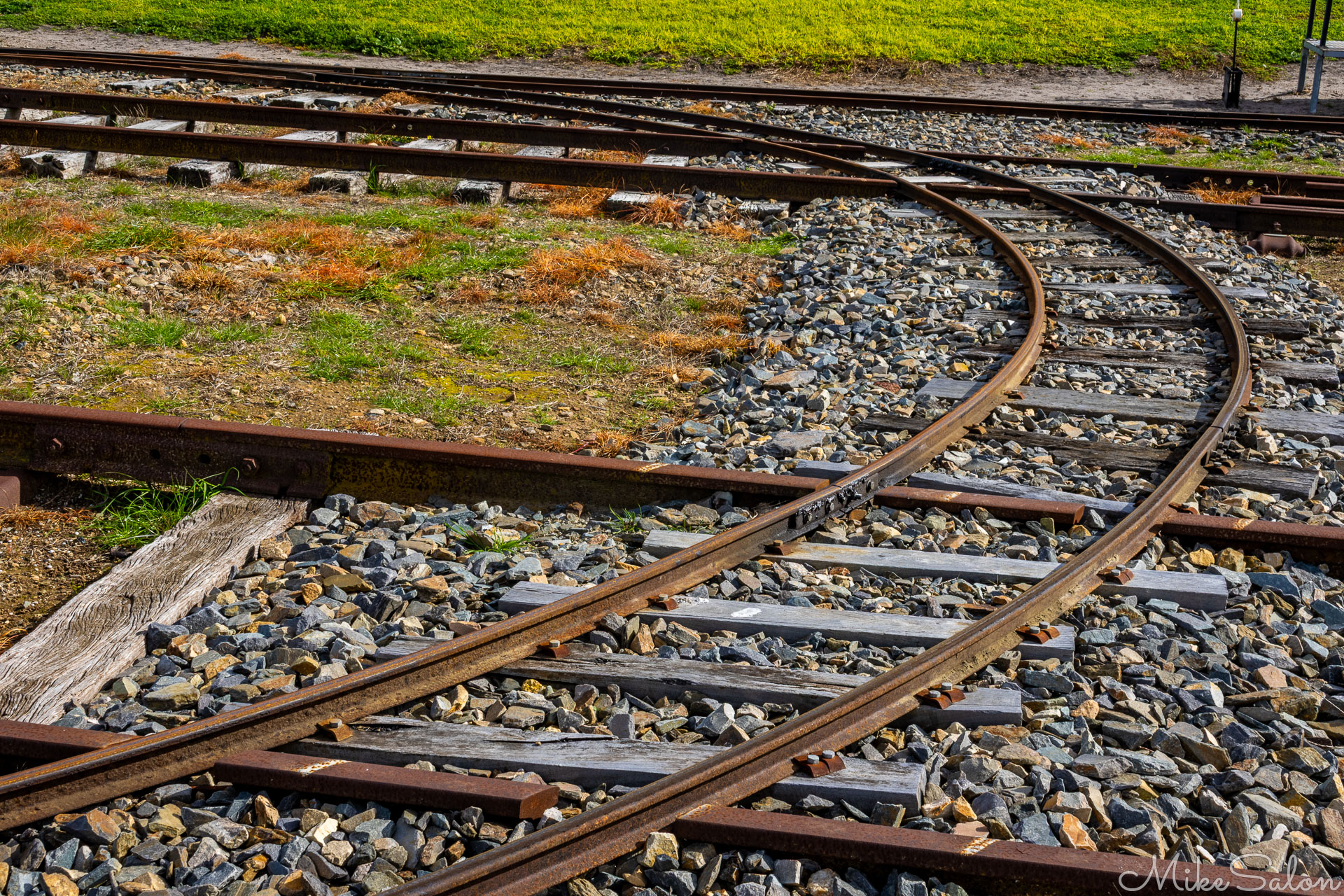 Railway lines of different gauges, as seen at Milang Railway Museum. [2186]