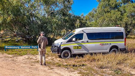 Birding Van parked at the entrance to Bladensburg National Park. [3446]