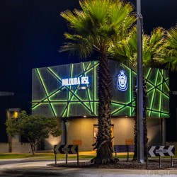 Contemporary building with "Mildura RSL" signage and palm trees.