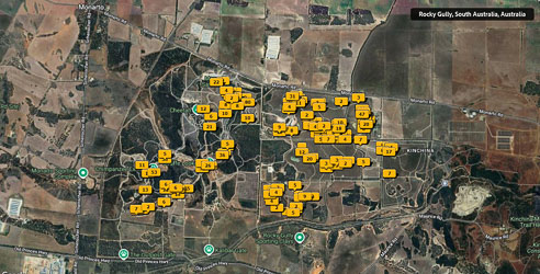 GPS locations of my photographs superimposed on a Google map, gives the impression that there is not much room for Monarto Zoo to expand further. [nato]