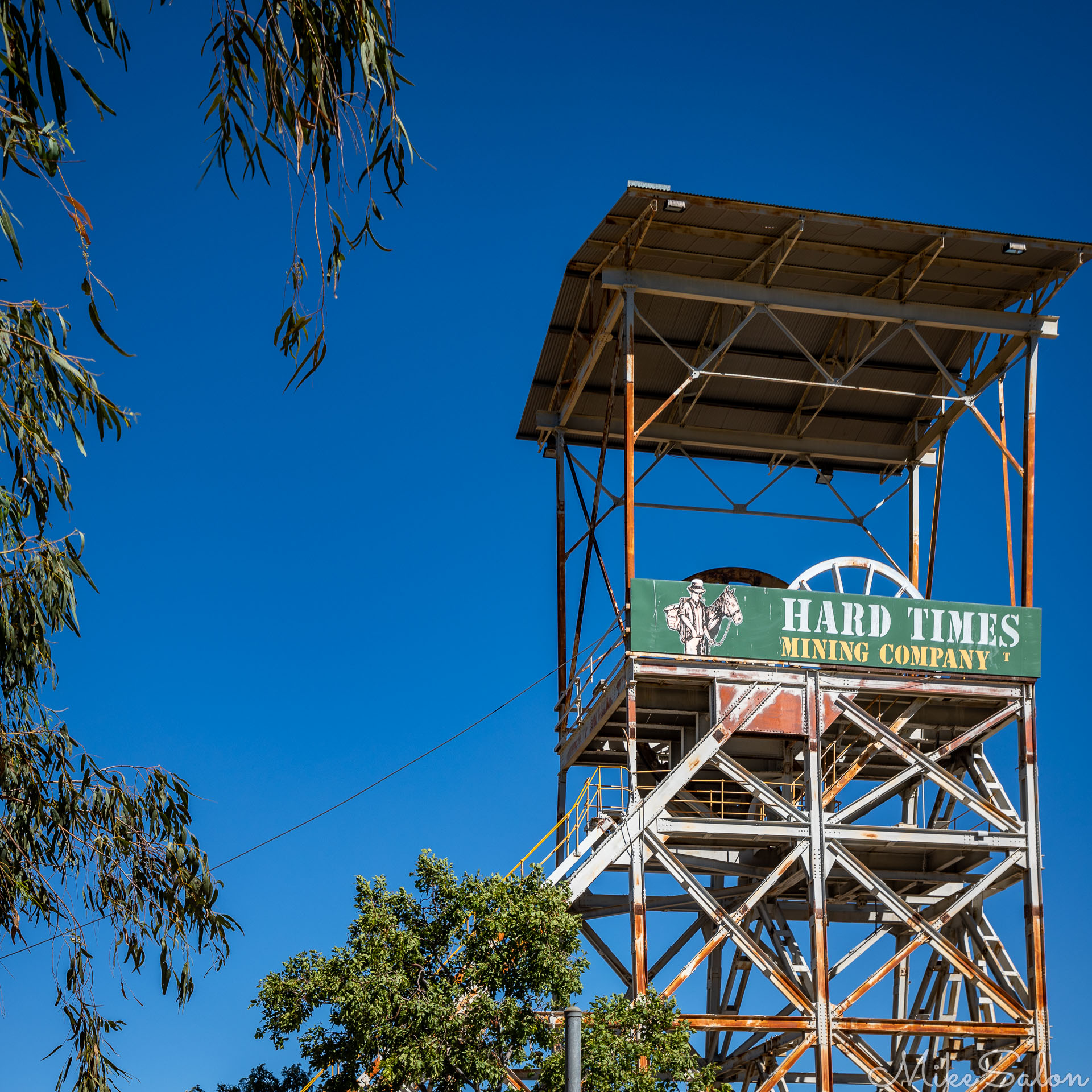 Pit head of the Hard Times Mining Company, a replica mine in Mt. Isa. [0827]