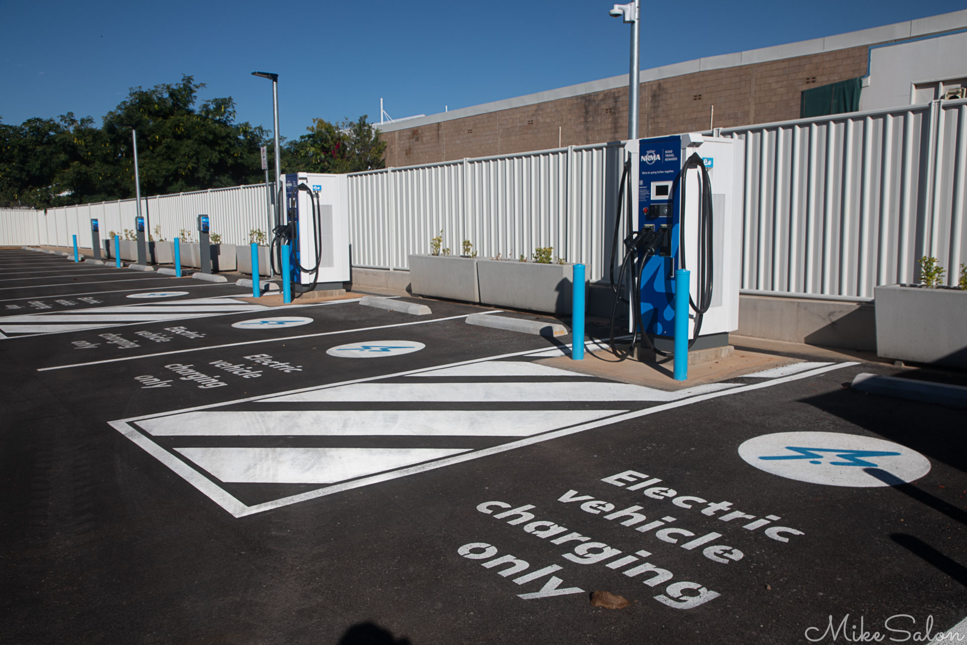 Empty EV charking points in a Mt Isa carpark. [0911]