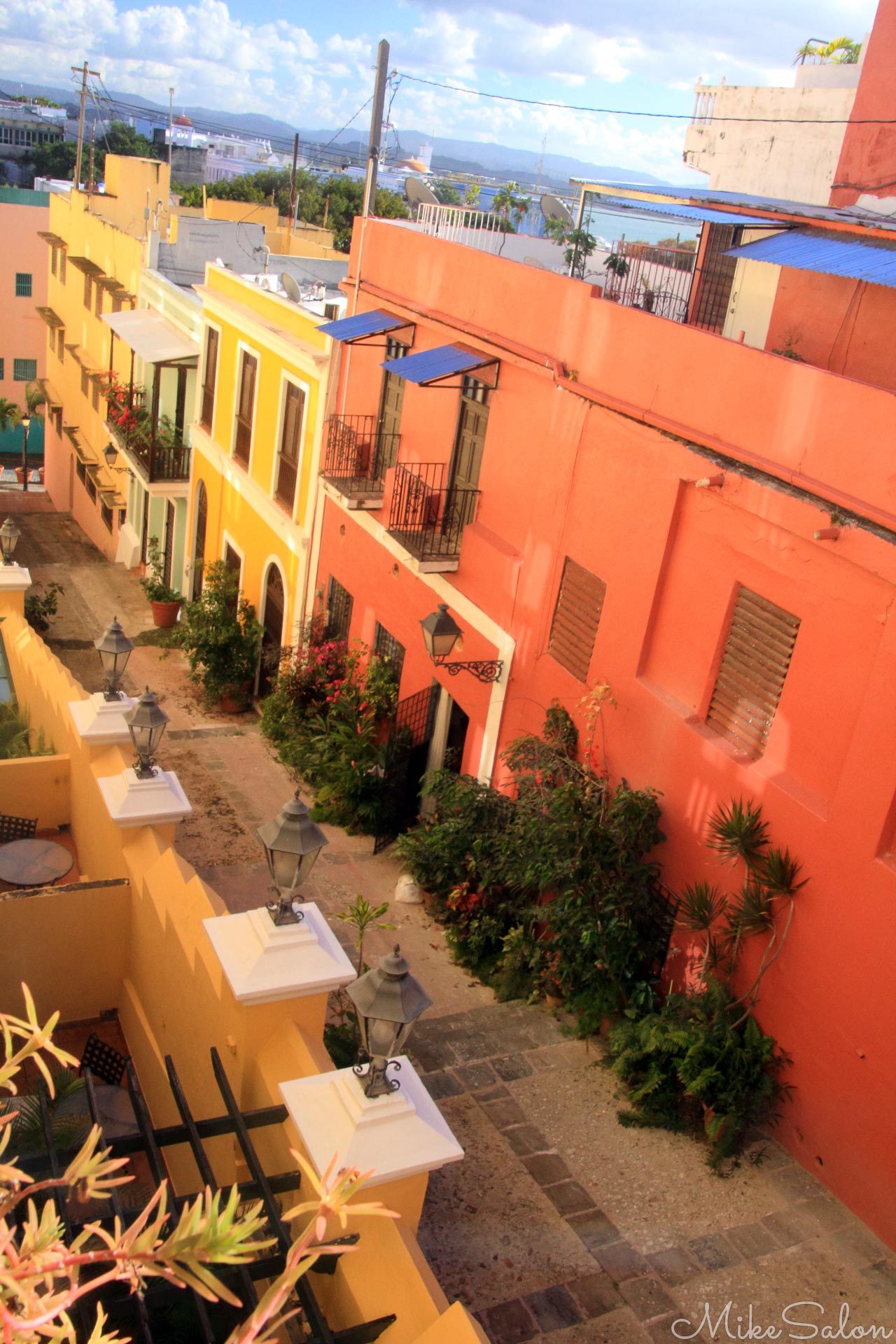 Old San Juan, Peurto Rico. : The colorful view from a window down the Escalinata de las Monjas in this old Spanish city. (IMG_8794.jpg)<br>Camera: Canon EOS 60D