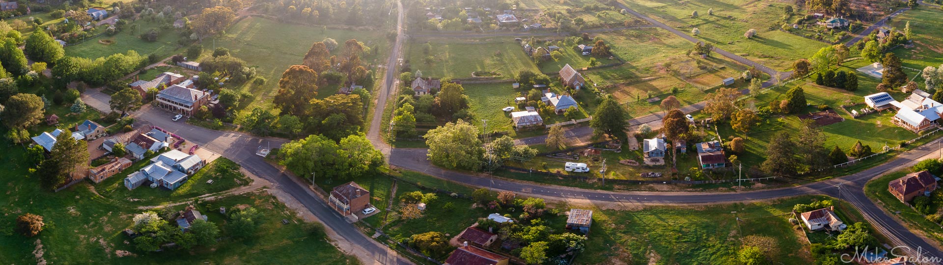 Sunrise Over Hill End : Dawn light casts spectacular light and long shadows over  Hill End's historical gold-rush village. (DJI_0310-Pano-2.jpg)<br>Camera: FC3170