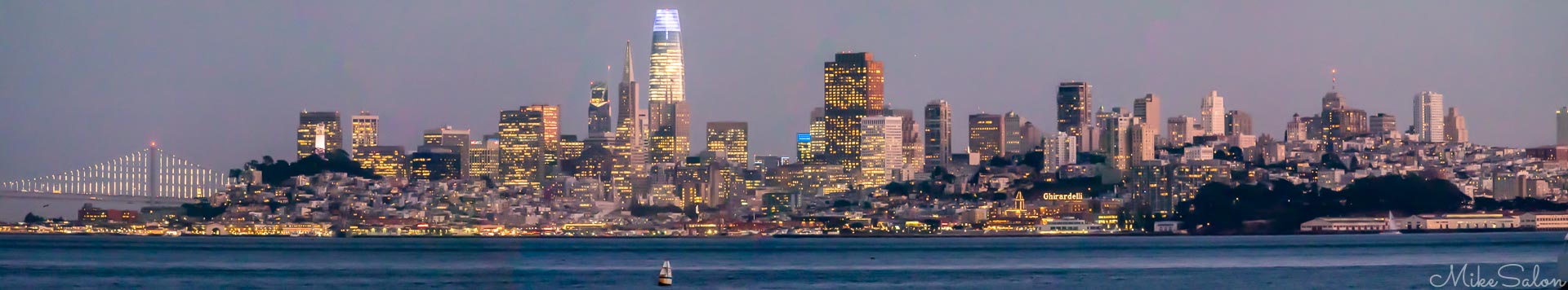 San Francisco Skyline : Sunset panorama of San Francisco as seen from Sausalito. (_D0A2297-Pano.jpg)<br>Camera: Canon EOS 5D Mark IV
